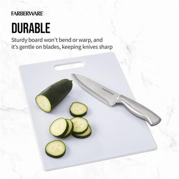 Large Cutting Board, Dishwasher- Safe Plastic Chopping Board, 11" by 14", White - Picture 3 of 7